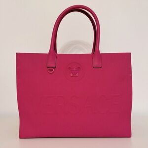 Versace La Medusa Hot Pink Canvas Large Tote Bag